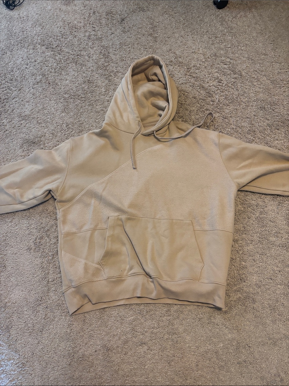 Men's Large Hooded Pullover Sweatshirt in Beige